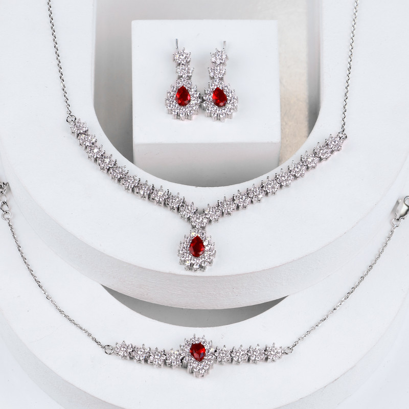 نیم ست نقره زنانه جی تی ای مدل فلاور