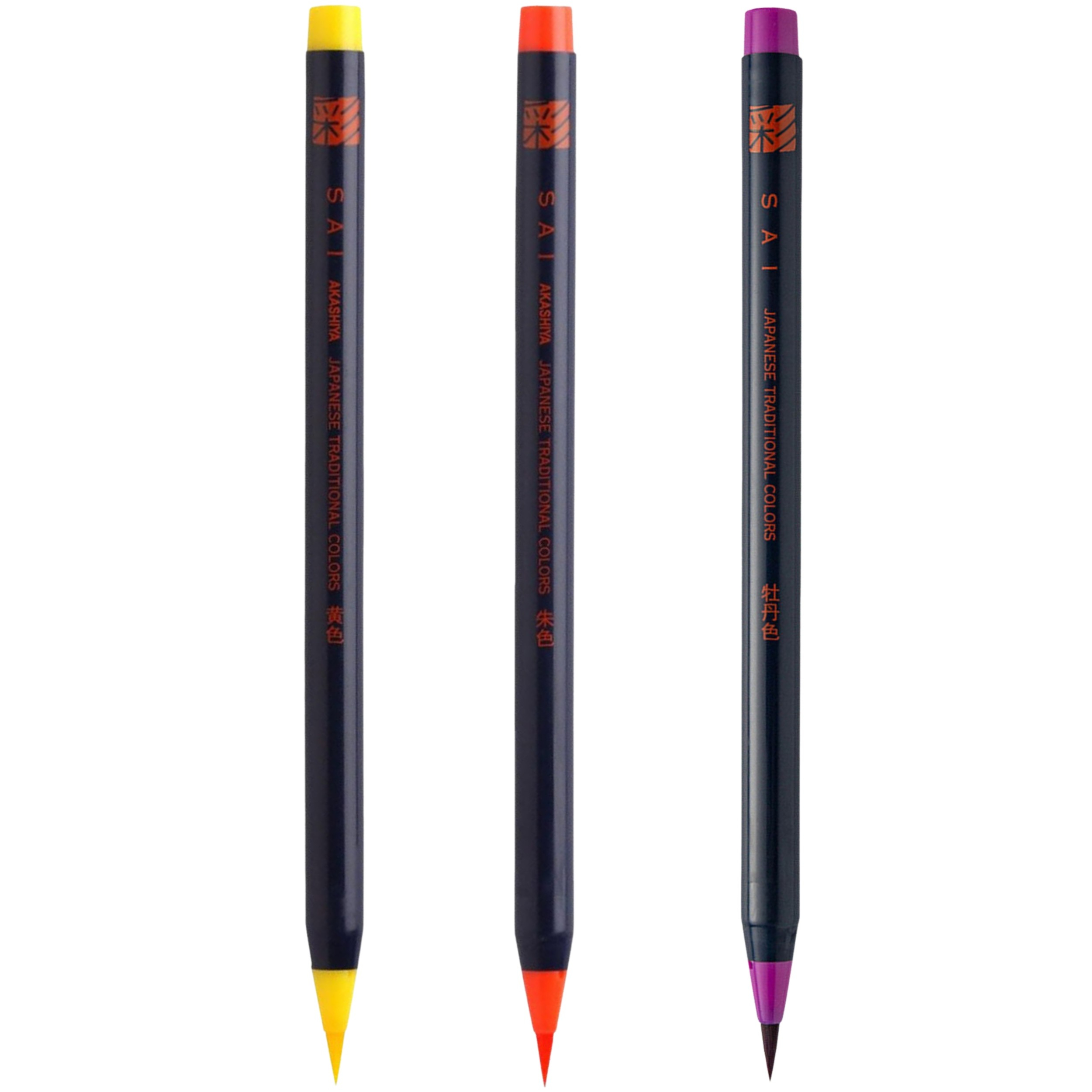ماژیک آبرنگی آکاشیا مدل براش SAI JAPANESE TRADITIONAL COLORS بسته 3 عددی