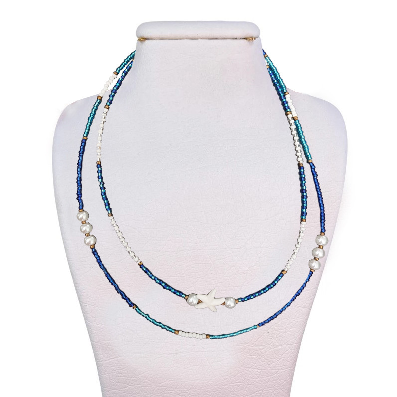 گردنبند دست ساز زنانه مدل مروارید و ستاره