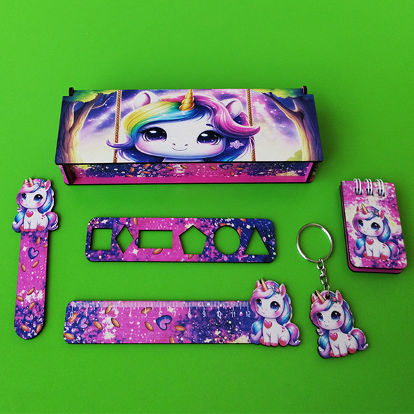 بسته لوازم تحریر مدل چوبی طرح تک شاخ کد 05 مجموعه 6 عددی