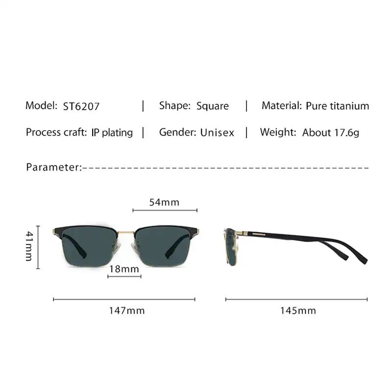 عینک آفتابی مدل مستطیلی  UV400 کد ST6207SS