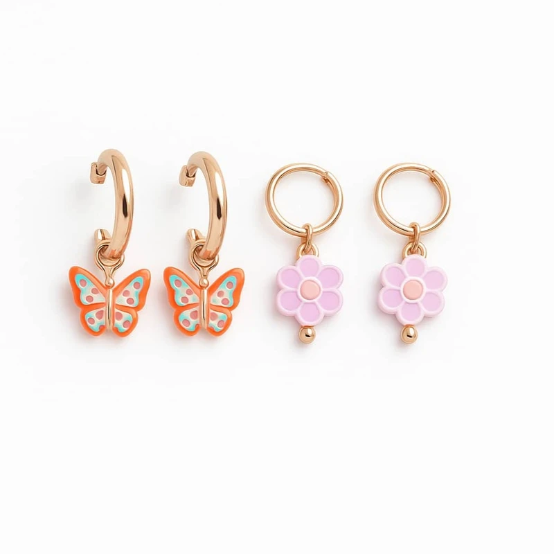 گوشواره زنانه سیکس مدل ۷۶۵۴ مجموعه دو عددی