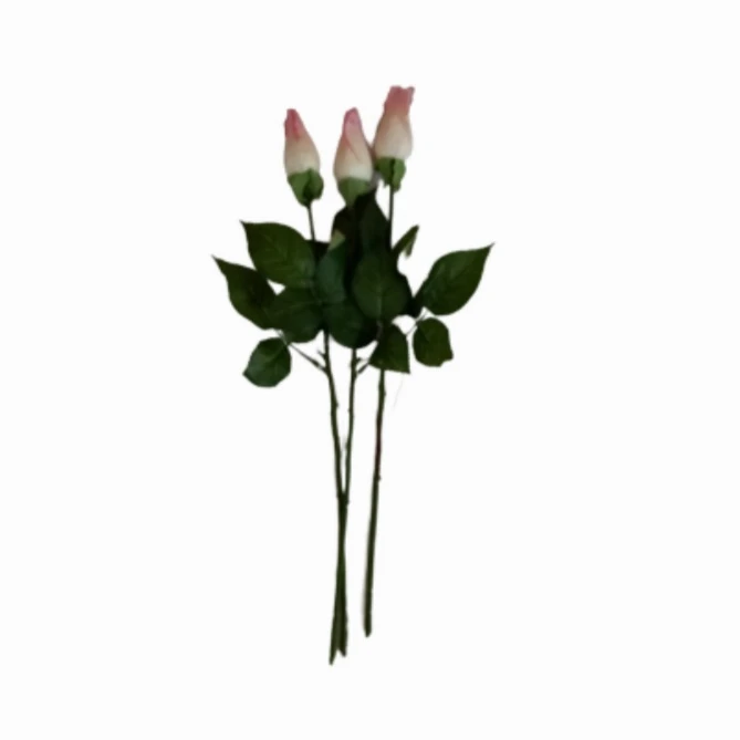 گل مصنوعی طرح غنچه لب گلبهی مجموعه 3 عددی
