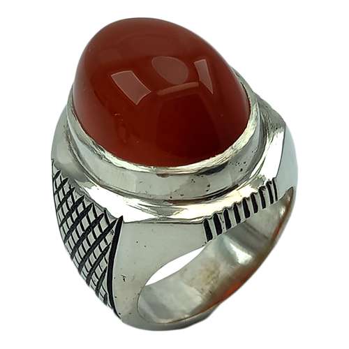 انگشتر نقره مردانه مدل عقیق یمن اصل و طبیعی تراش دامله