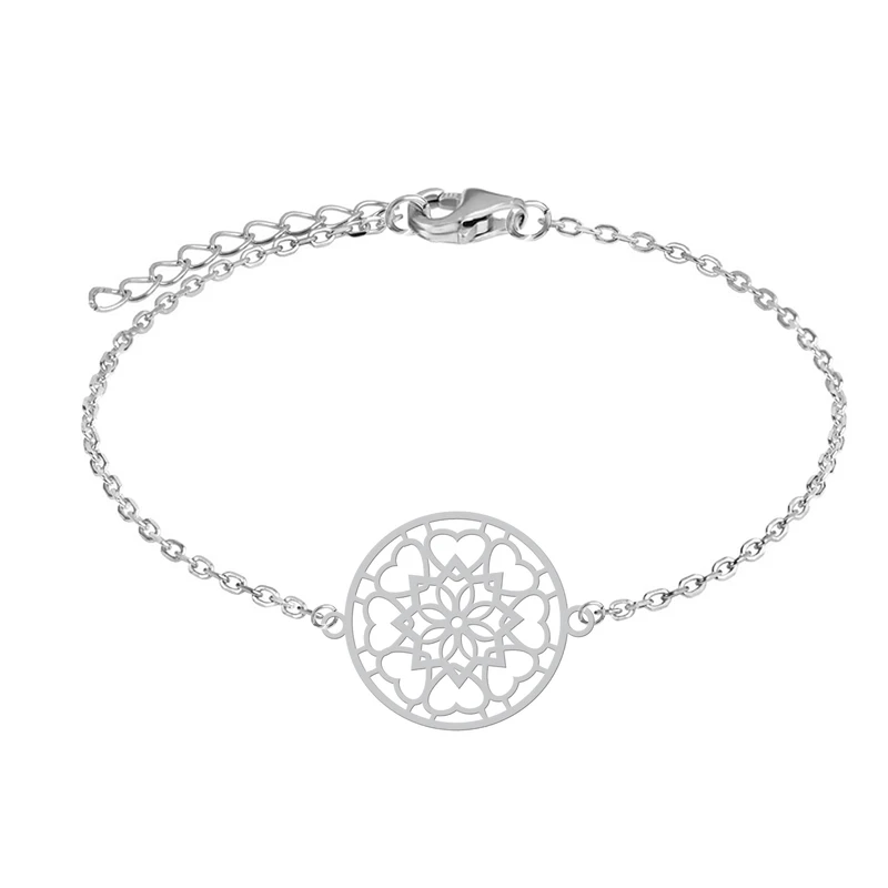 دستبند زنجیری زنانه هایکا طرح قلب و گل کد zd.ha 236