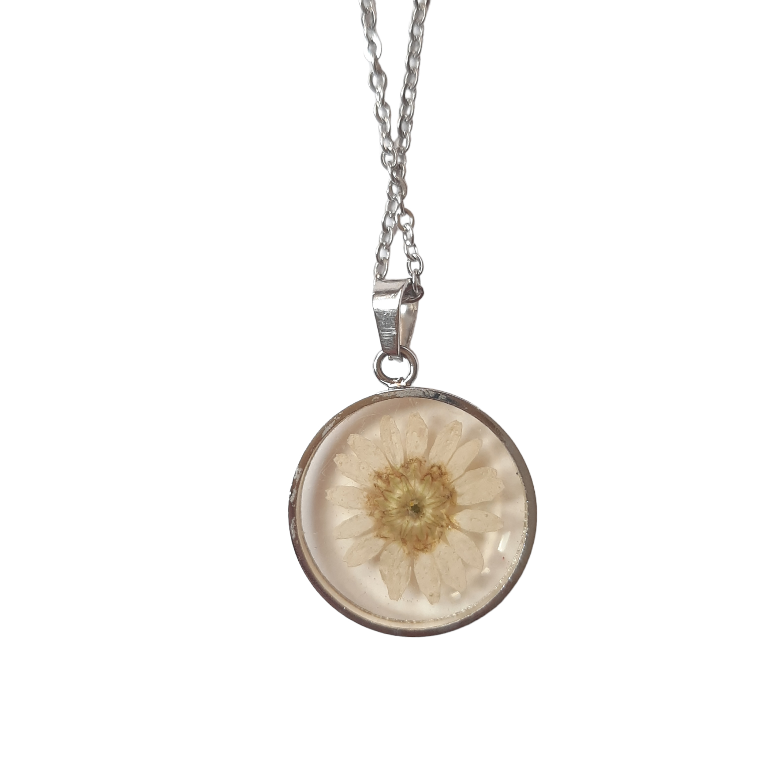 گردنبند دست ساز زنانه مدل گل بابونه طبیعی رزینی