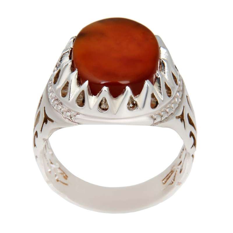 انگشتر نقره مردانه بازرگانی میلادی مدل سنگ عقیق یمانی کد AM_2303