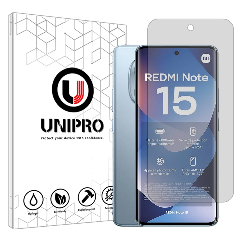 محافظ صفحه نمایش شفاف یونی پرو مدل Explosion Proof مناسب برای گوشی موبایل شیائومی Redmi Note 15 4G