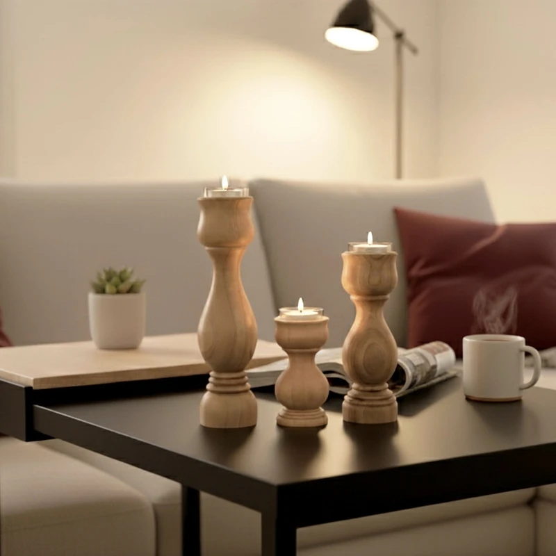 عکس شماره 6 : شمعدان چوبی مدل میترا مجموعه 3 عددی