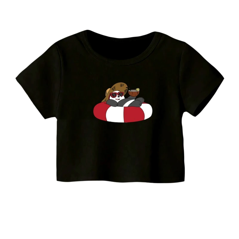 کراپ‌ تی‌شرت آستین کوتاه زنانه مدل خرس