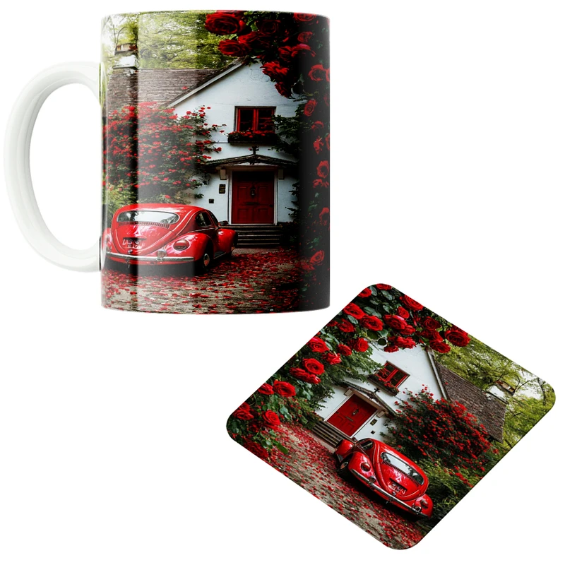 ماگ پاد آفرین مدل خانه کوچک کد 01 به همراه زیر لیوانی