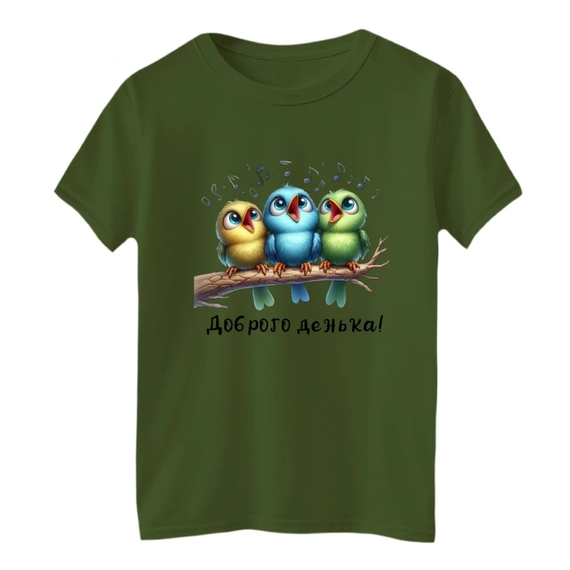 تی‌شرت آستین کوتاه لانگ یقه گرد بچگانه مدل آواز پرنده ها