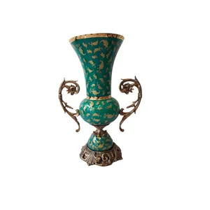 گلدان کریستال دکوری تکی مدل برگ زرین کد G1311