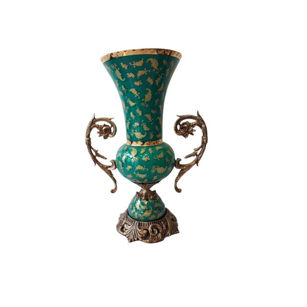 گلدان کریستال دکوری تکی مدل برگ زرین کد G1311 گلدان کریستال دکوری تکی مدل برگ زرین کد G1311