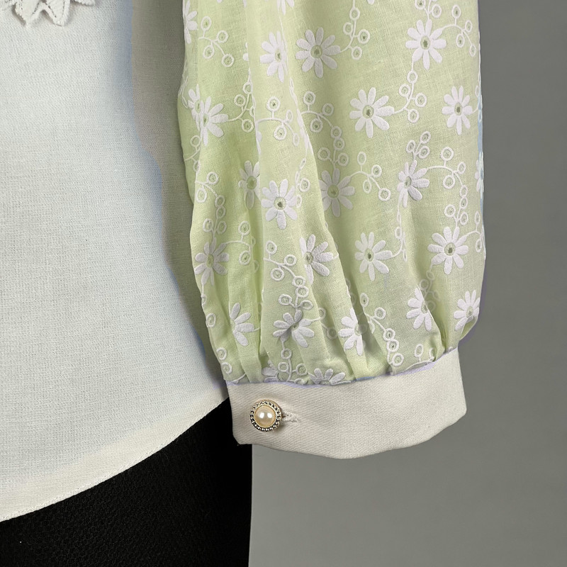 شومیز آستین بلند زنانه مدل گل آفتابگردان کد AK1148 رنگ لیمویی