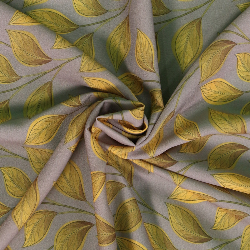 پارچه لباس مدل کرپ حریر طرح برگ