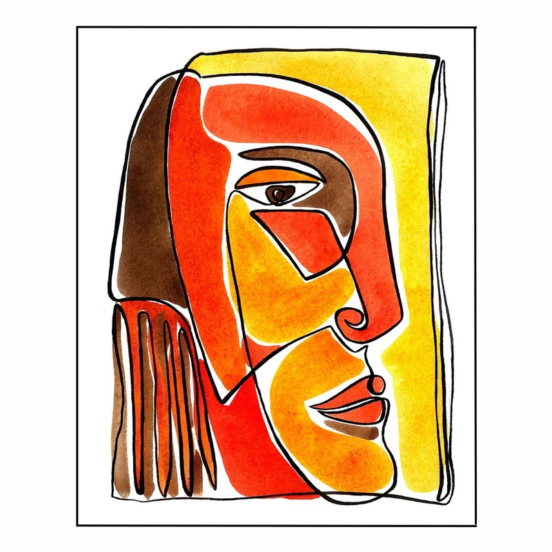 پوستر مدل با تصویر چهره زن به شیوه خطی  