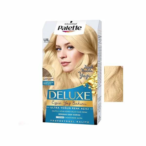  کیت رنگ مو پلت سری DELUX شماره UIL حجم 59 میلی لیتر رنگ بلوند طلایی روشن