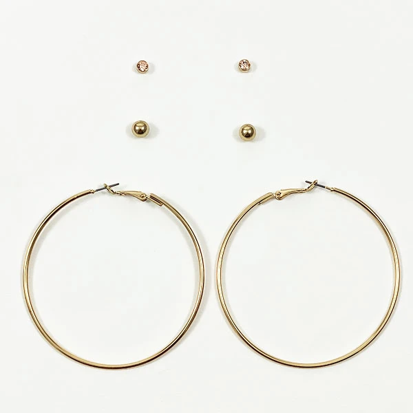 گوشواره زنانه اکسسورایز مدل حلقه ای -32 مجموعه 3 عددی