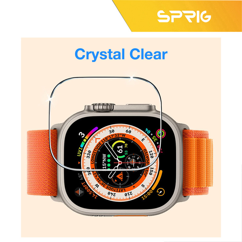 محافظ صفحه نمایش شیشه ای اسپریگ مدل SH-SPG مناسب برای اپل واچ سری Ultra 49 میلیمتری مجموعه دو عددی