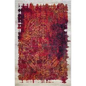 فرش ماشینی 320 شانه ساوین زمینه و حاشیه کرم مدل 2095