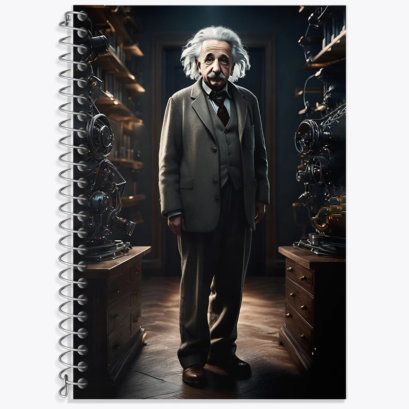دفتر زبان 50 برگ خندالو مدل سه خط طرح آلبرت اینشتین (Albert Einstein) کد F6839