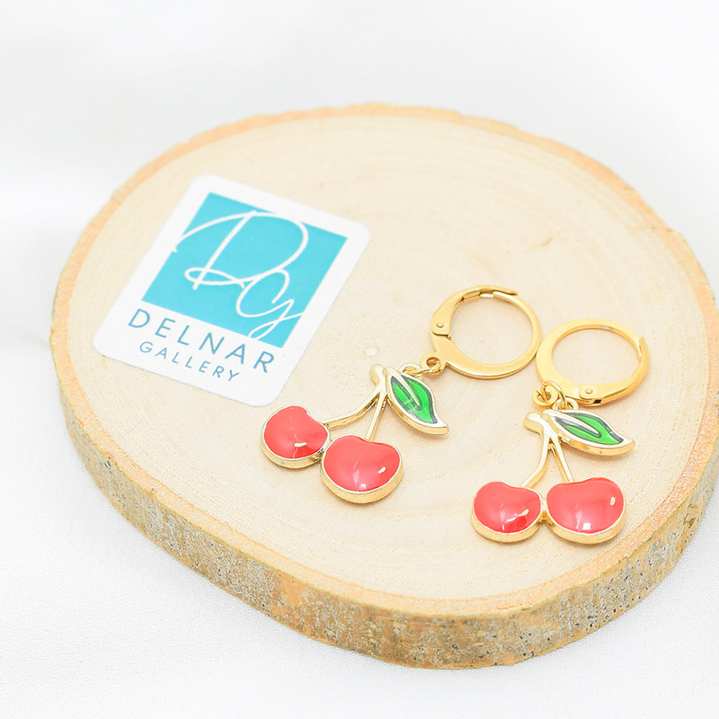 گوشواره زنانه دلنار گالری مدل آلبالو فانتزی