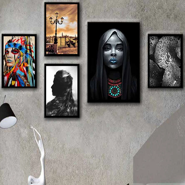 تابلو بکلیت طرح چهره مدل دکوراتیو B-150 بسته 5 عددی