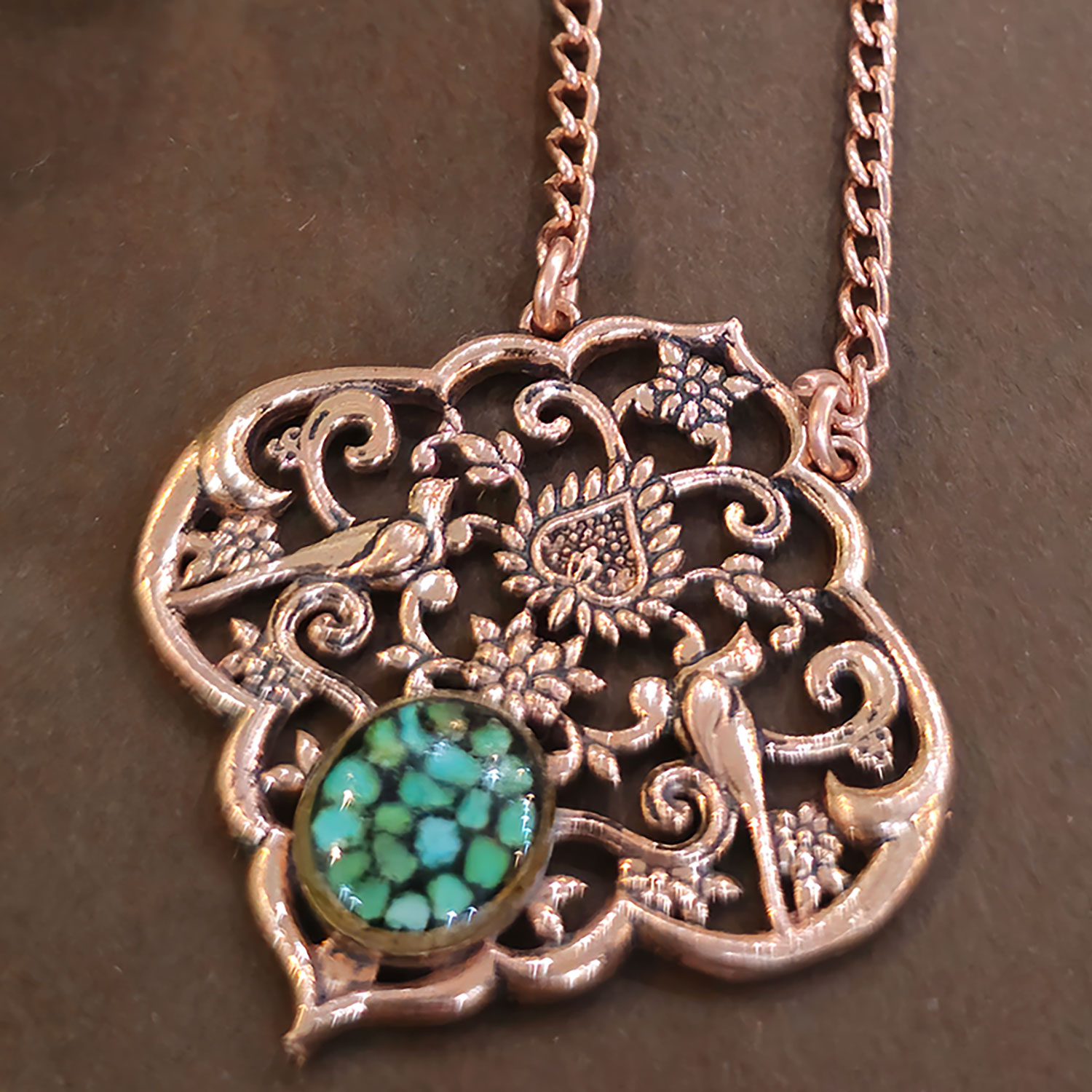 گردنبند دست ساز زنانه مدل فیروزه کوب کد S070