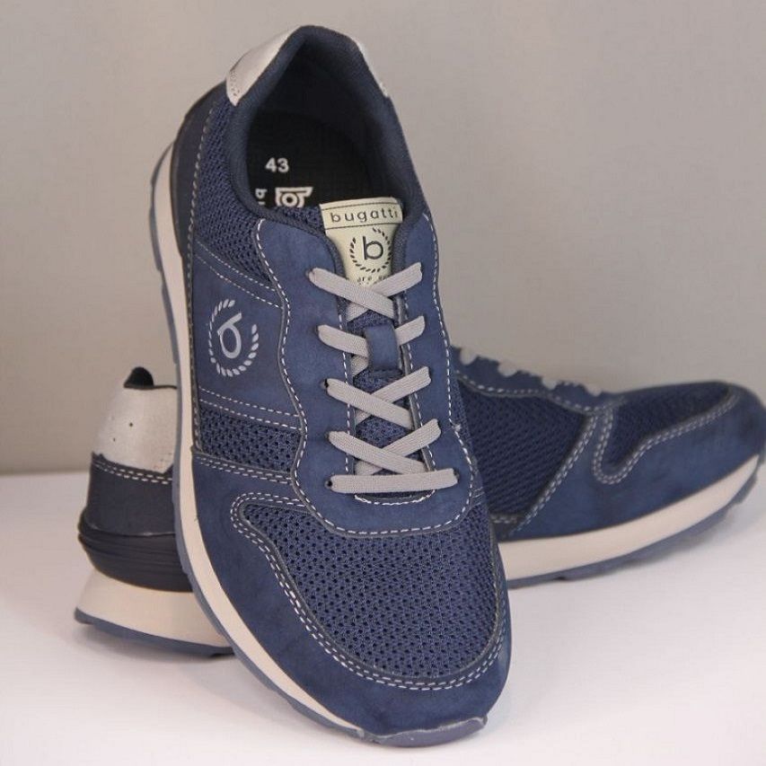 کفش طبی مردانه بوگاتی مدل  Sneaker mit Ziernähten und Logo navy-blau -  - 3