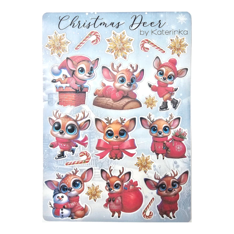برچسب کاترینکا مدل برش خورده بولت ژورنال و اسکرپ بوک طرح Christmas Deer