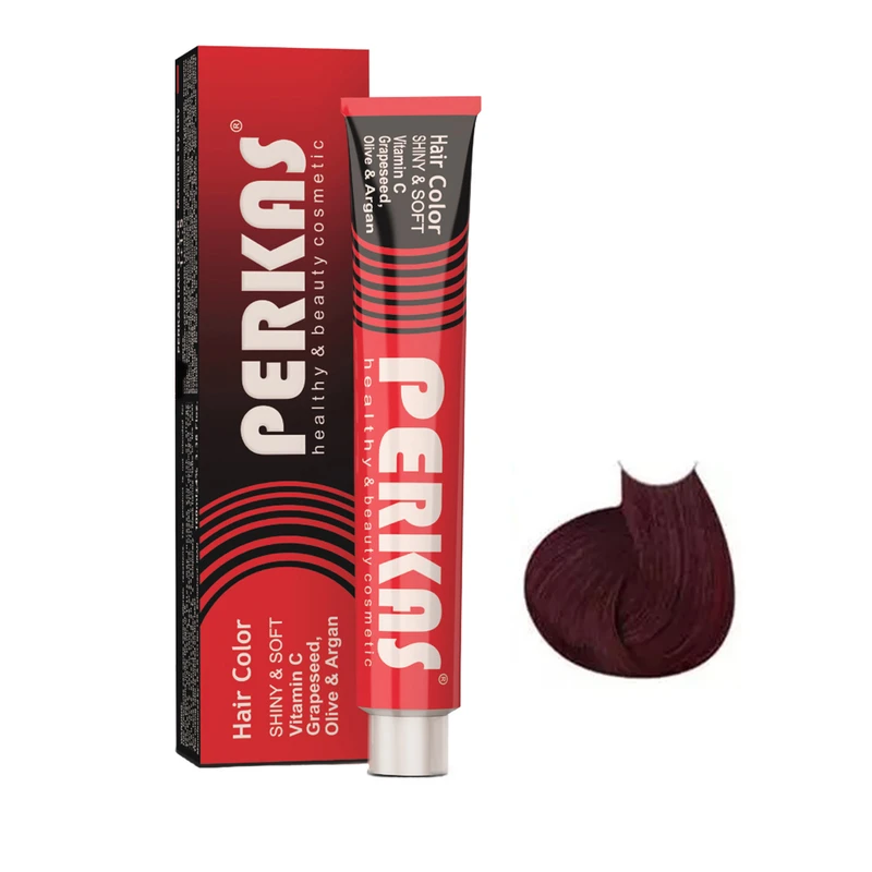 رنگ مو پرکاس شماره 5.68 حجم 100 میلی‌لیتر رنگ ماهگونی شرابی روشن