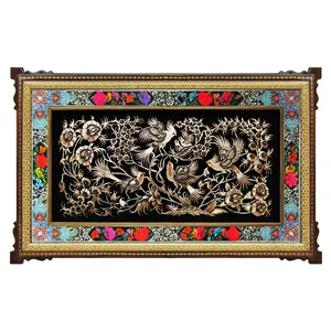 تابلو قلمزنی طرح گل ومرغ کد 8050-21