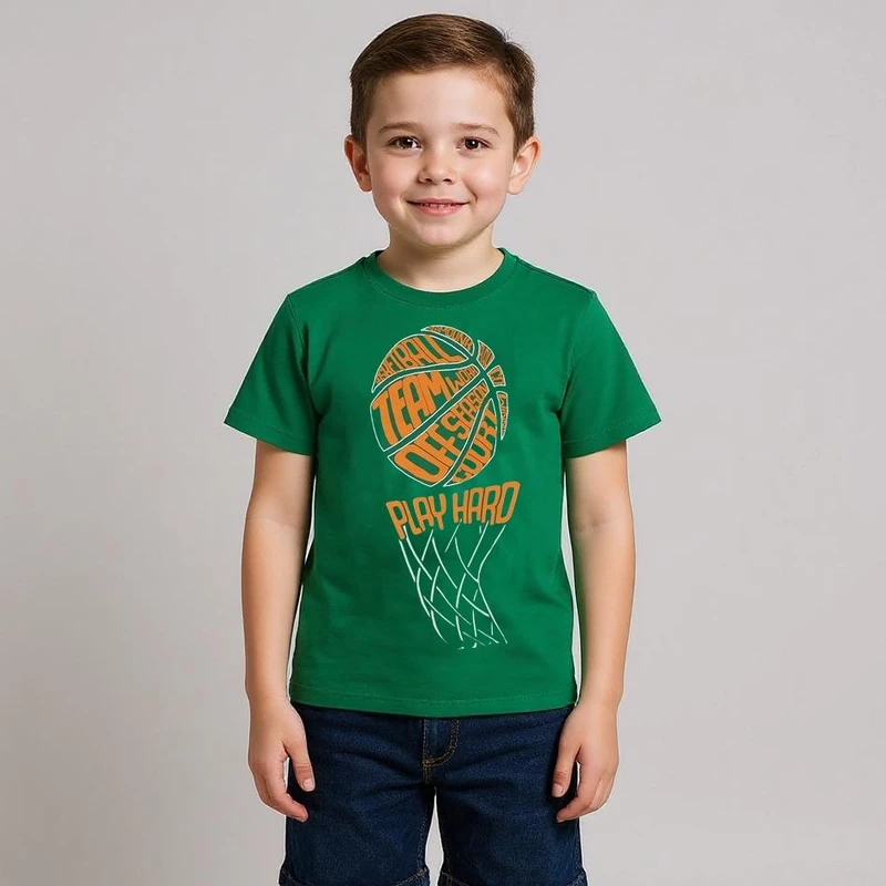 تی شرت آستین کوتاه پسرانه مدل 78-ZIBA-9874