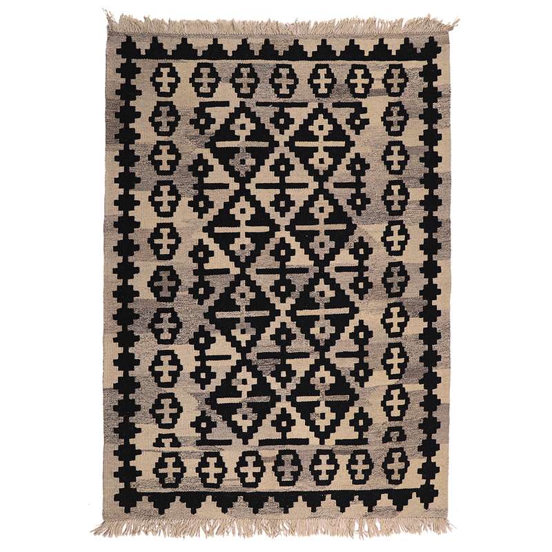 گلیم دستبافت یک و نیم متری طرح قشقایی کد 141005