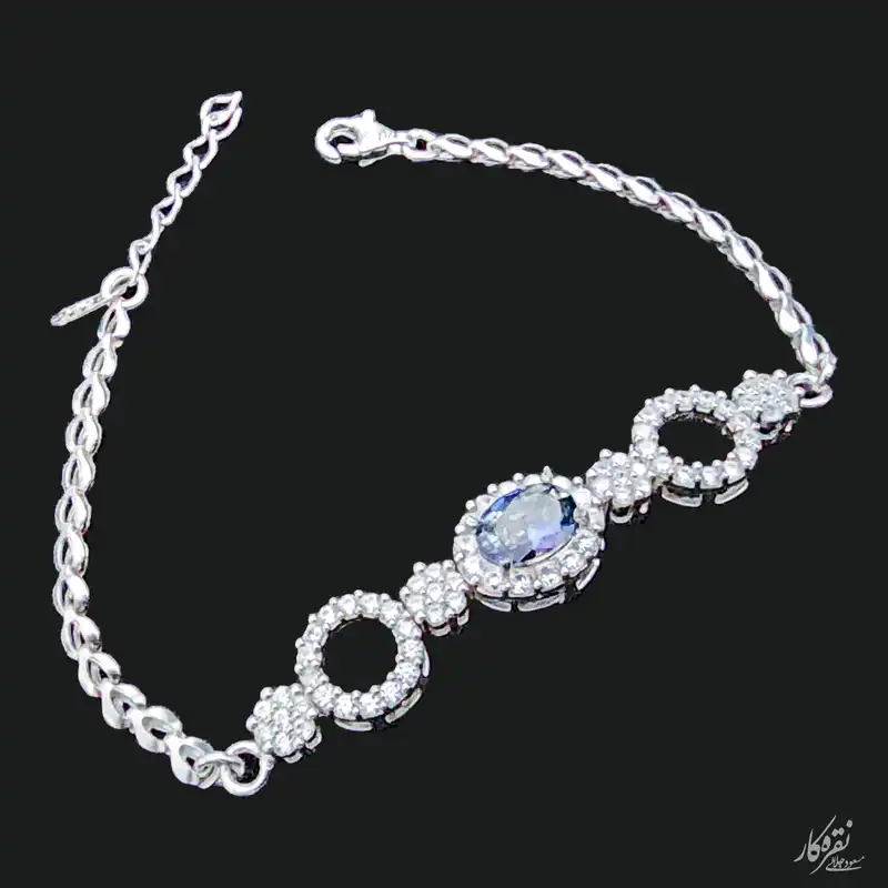 دستبند نقره زنانه مسعود جلالی نقره کار مدل Tanzanite-03