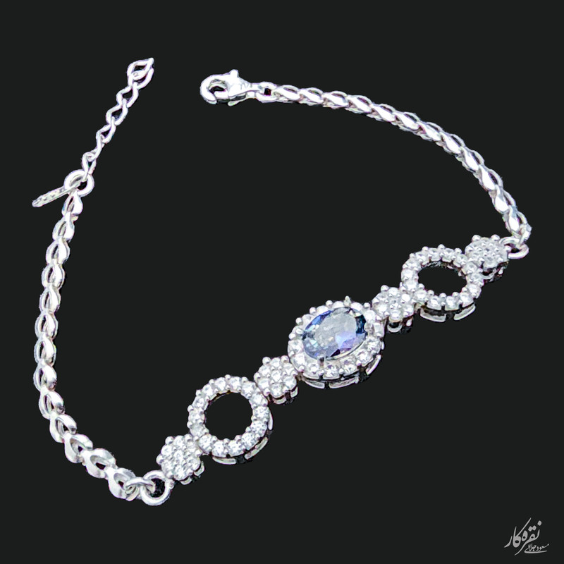 دستبند نقره زنانه مسعود جلالی نقره کار مدل Tanzanite-03 دستبند نقره زنانه مسعود جلالی نقره کار مدل Tanzanite-03