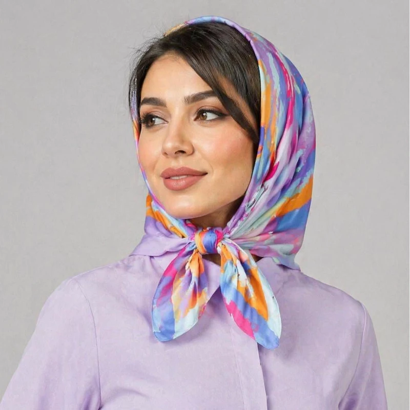 روسری زنانه مدل ابریشم بهاری رنگین کمان کد 2981