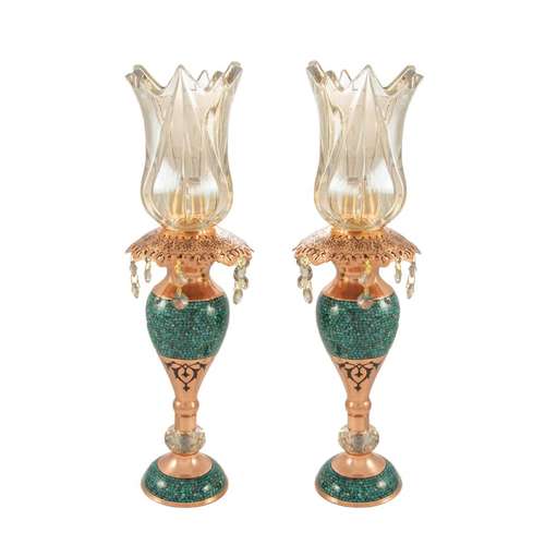 شمعدان فیروزه کوبی مسی آرتکو کد 02 بسته 2 عددی