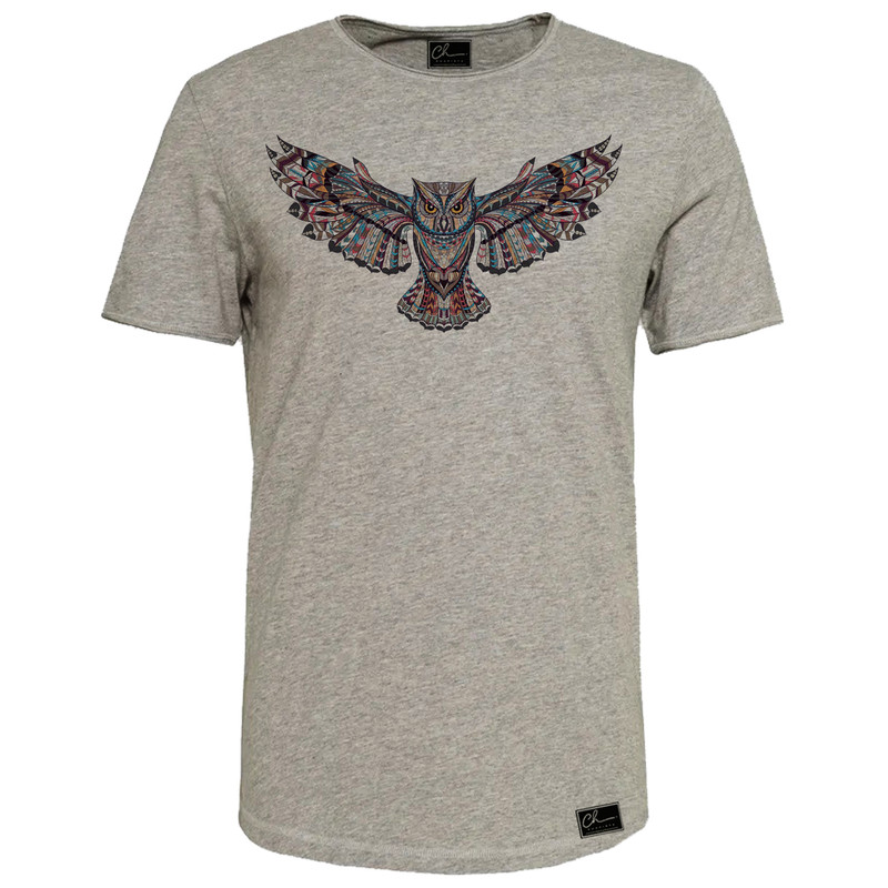 تیشرت آستین کوتاه مردانه مدل جغد کد J238 رنگ طوسی