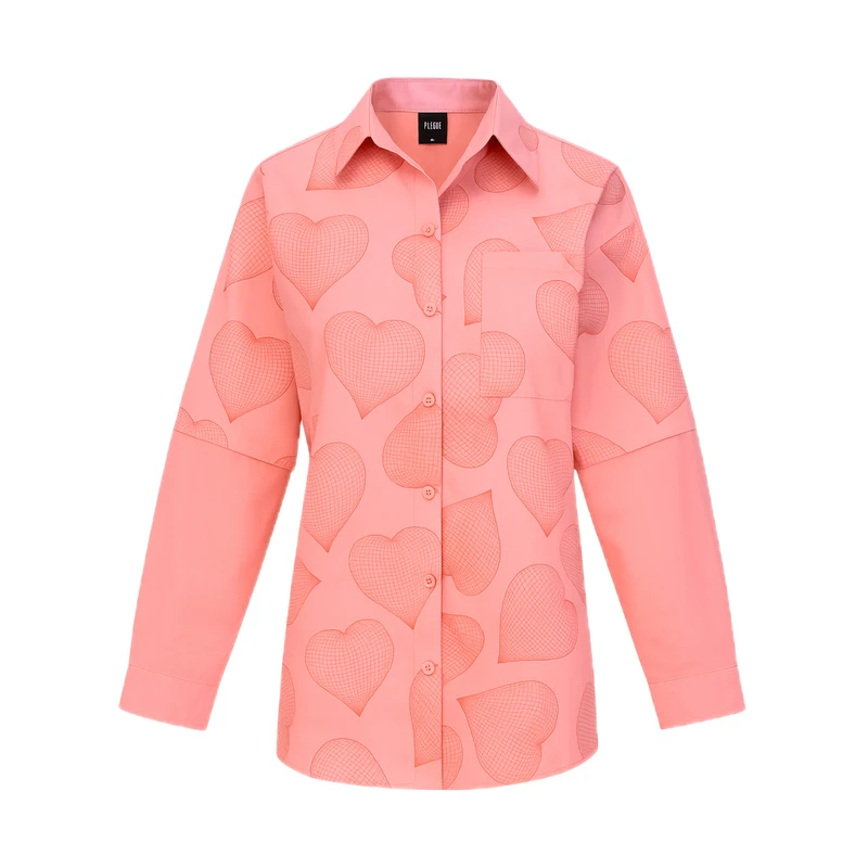 شومیز آستین بلند یقه برگردان زنانه مدل قلبی قلبی