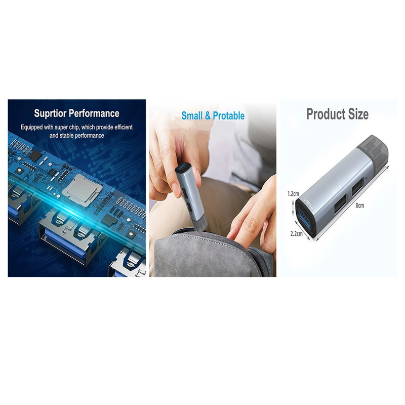 هاب 3 پورت USB-C/USB3.0 مجنتیک مدل ADS-302C