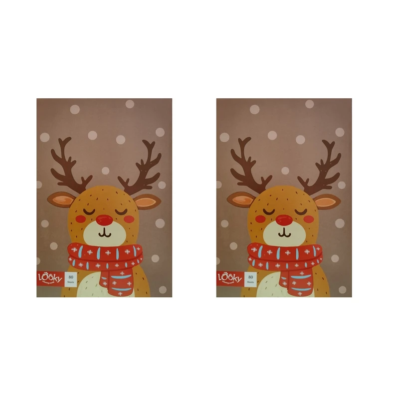 دفتر مشق 80 برگ لوکی مدل منگنه طرح گوزن کد 007 بسته 2 عددی