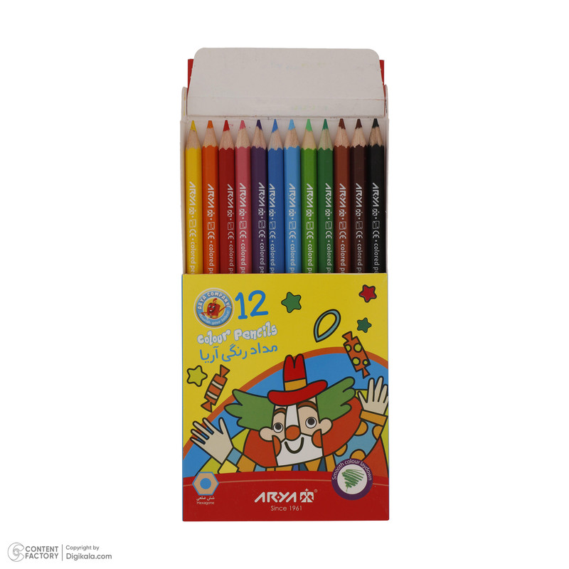 مداد رنگی 12 رنگ آریا مدل 3072