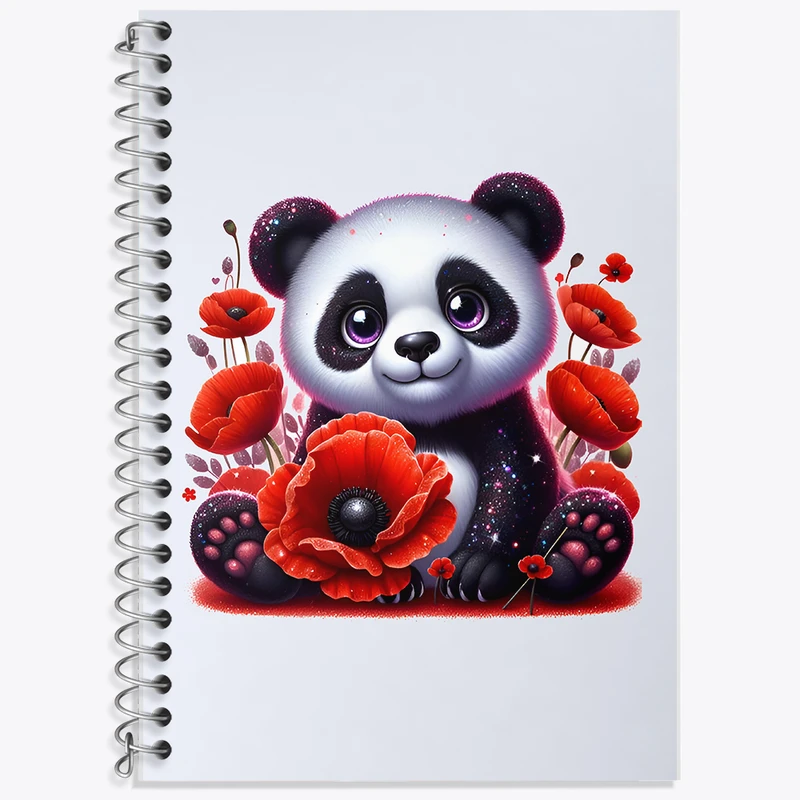 دفتر زبان 50 برگ خندالو مدل دو خط طرح پاندا بامزه کد F8429