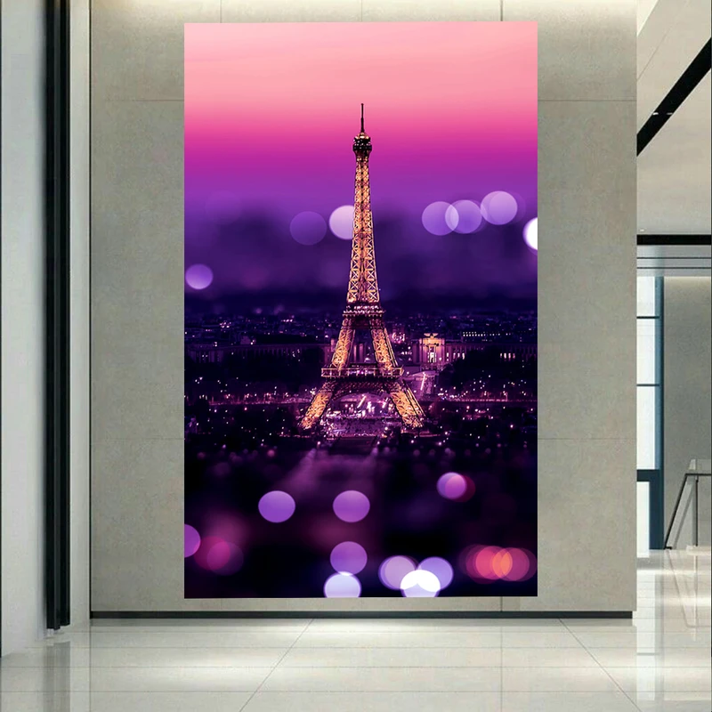 پوستر پارچه ای طرح برج ایفل مدل Purple کد AR18770