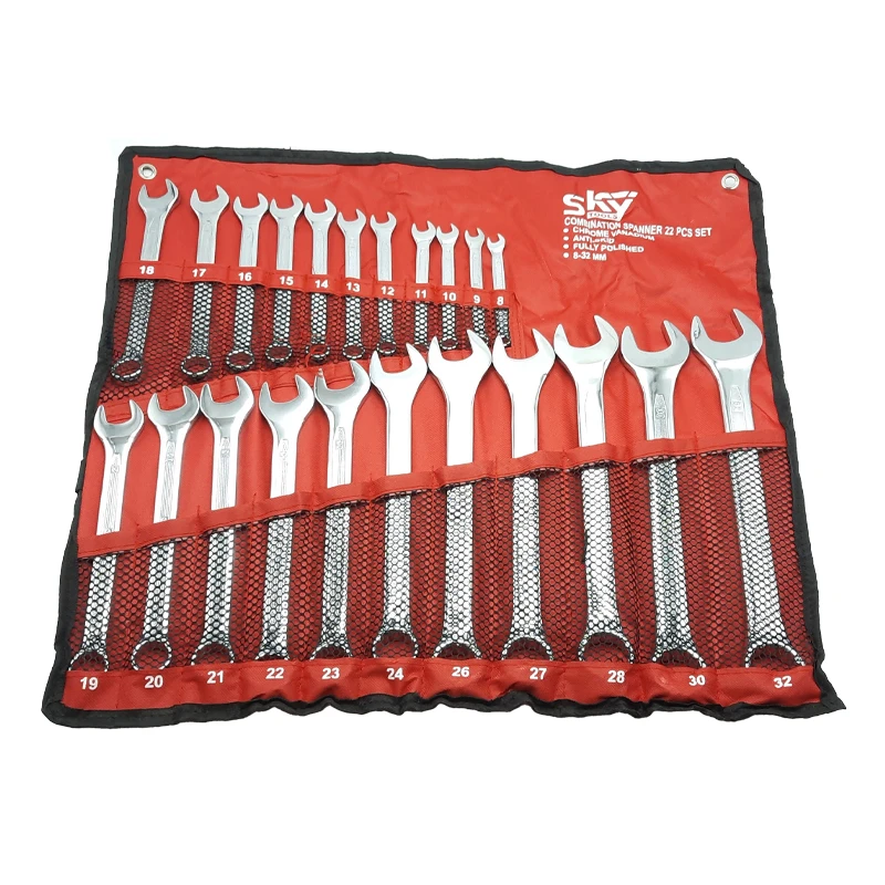 آچار یکسر تخت و یکسر رینگی اسکای مدل 8-32 مجموعه 22 عددی