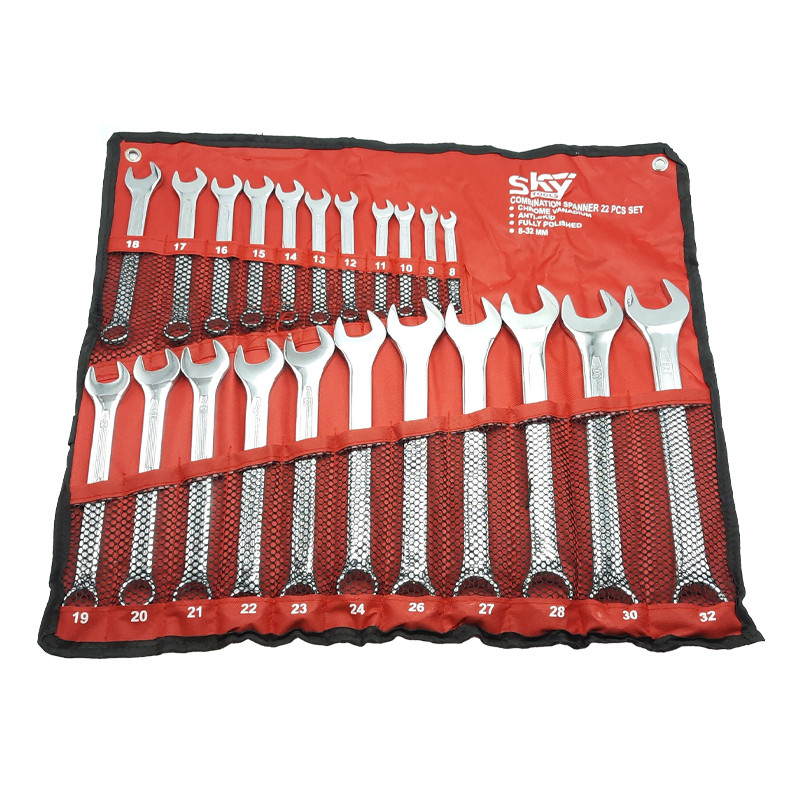 آچار یکسر تخت و یکسر رینگی اسکای مدل 8-32 مجموعه 22 عددی آچار یکسر تخت و یکسر رینگی اسکای مدل 8-32 مجموعه 22 عددی