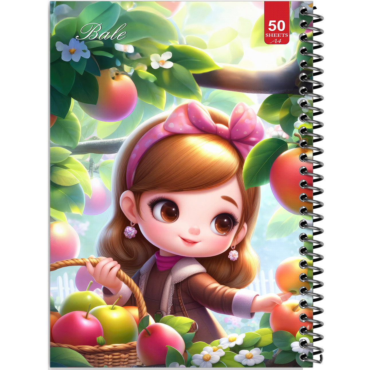 دفتر نقاشی 50 برگ انتشارات بله طرح دخترانه میوه چینی کد A4-L593