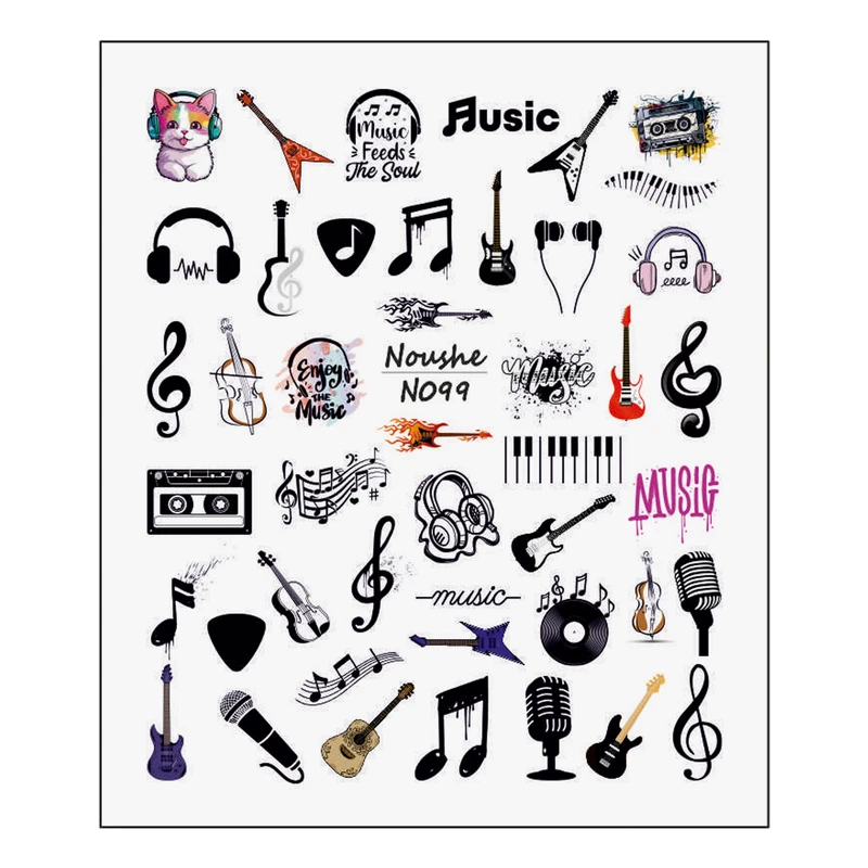 برچسب لنز ناخن مدل موسیقی کد N099